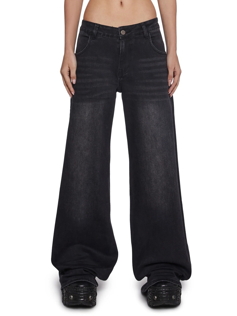 Dolls Kill - Current Mood Wide Leg Women’s Jeans in Black
